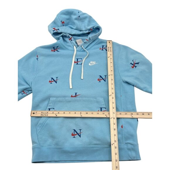 Nike Mens Blue Pullover Hoodie With Multicolor Logos Size S Cotton Blend Drawstr - Picture 4 of 6